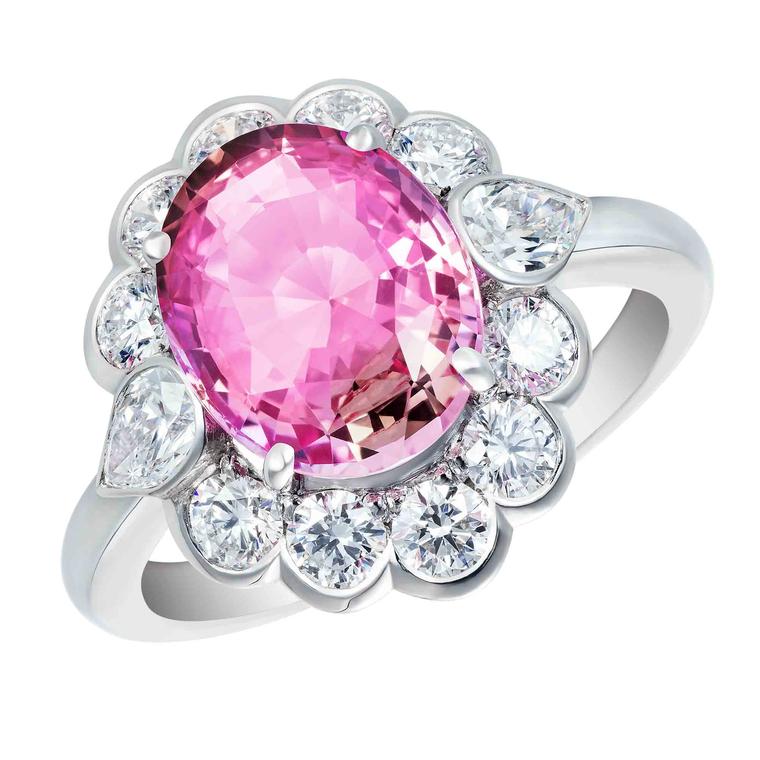 Hirsh 4.05 carats padparadscha sapphire ring