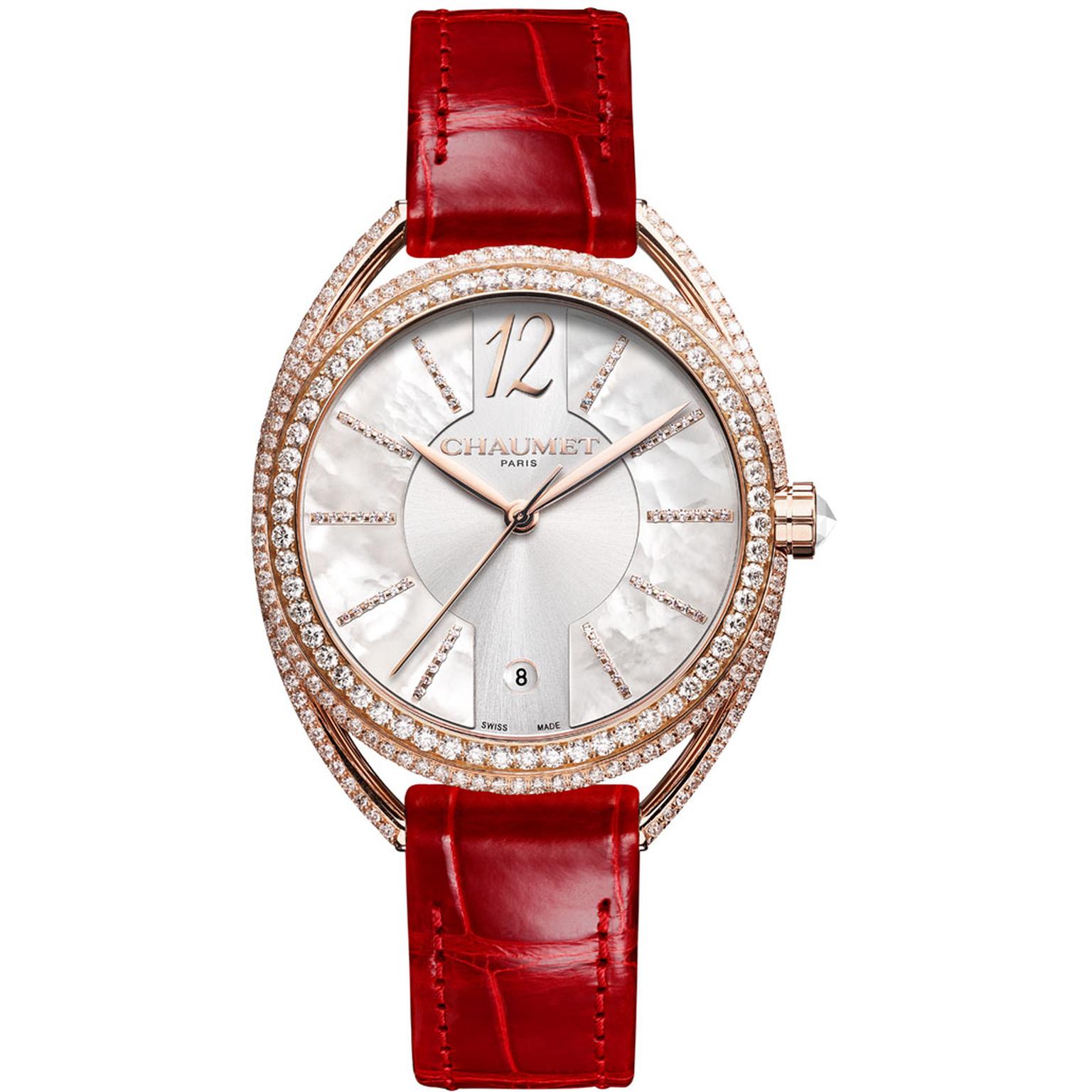 Chaumet Liens Lumière 33mm automatic watch in pink gold with diamonds
