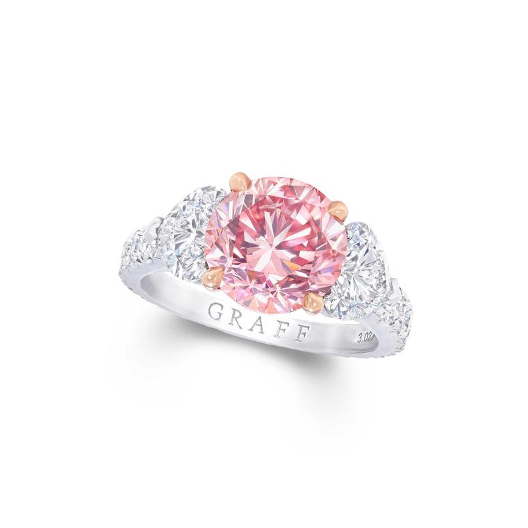 Graff Fancy Vivid purple pink round diamond ring