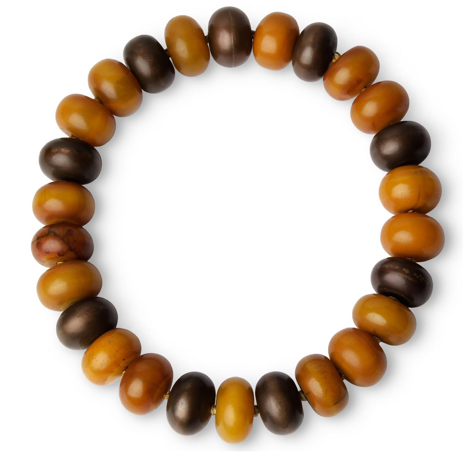 Antique amber and burnished copper beads by Hemmerle