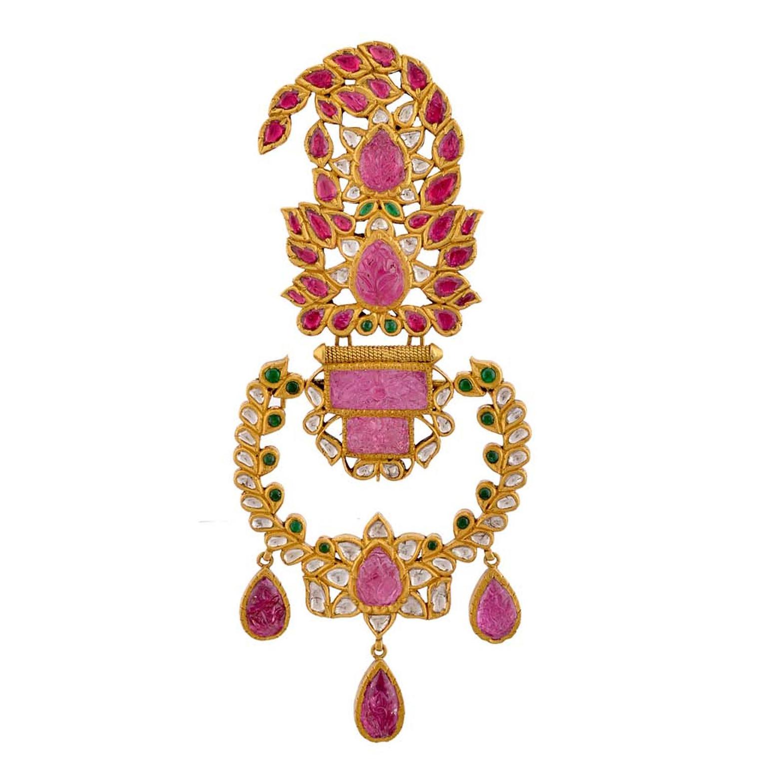 Amrapali's diamond and ruby elephant-inspired kalgi.