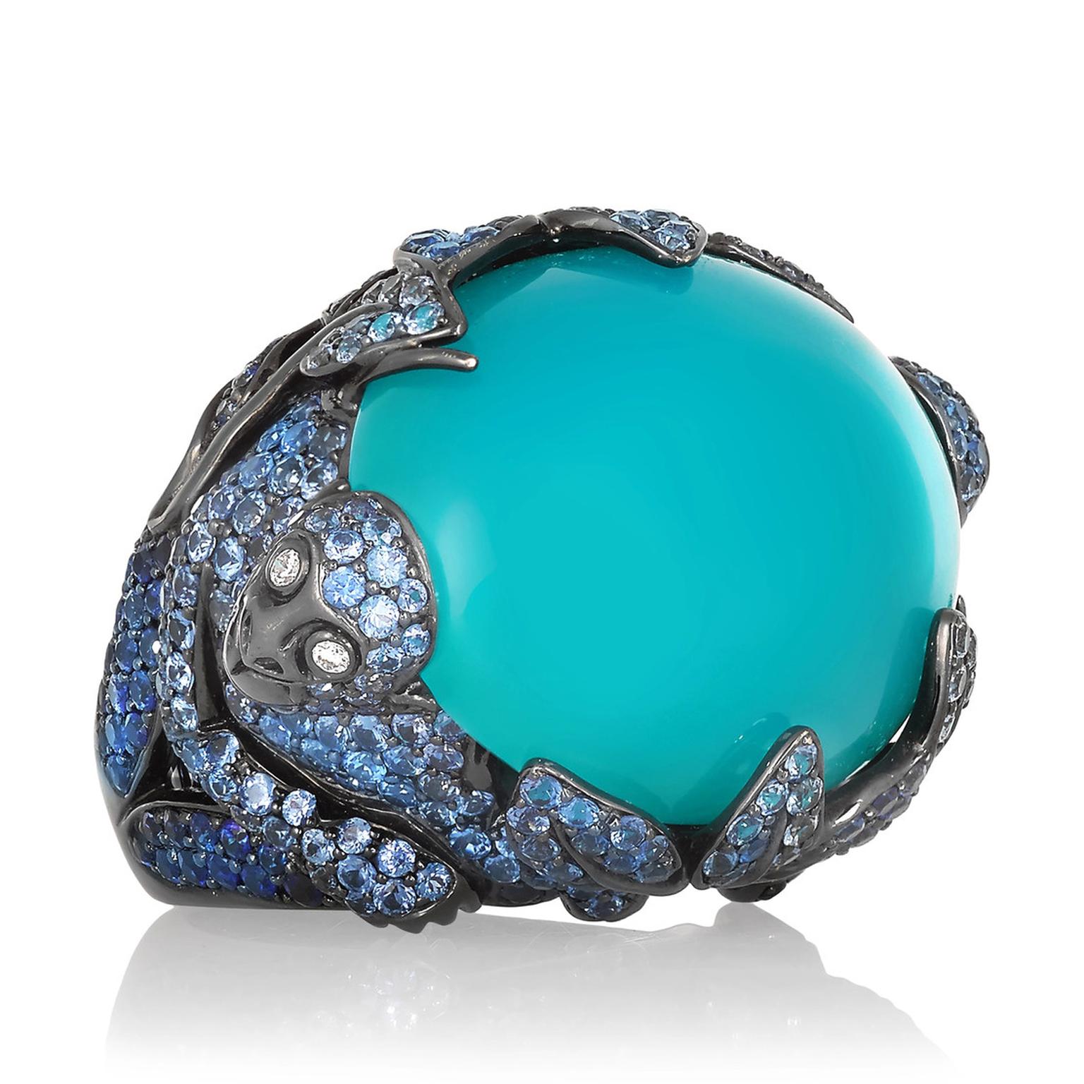 Lydia Courteille blue agate cocktail ring