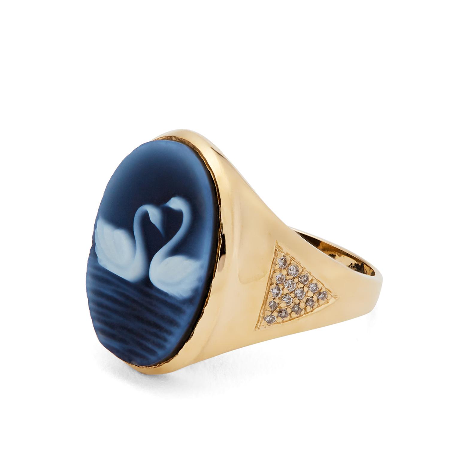 Blue agate swan ring Jacquie Aiche The Jewellery Editor