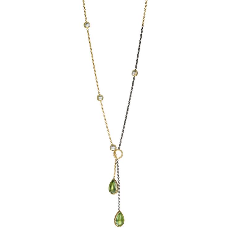 Todd Reed lariat with tourmalines diamonds sapphires emeralds pearls