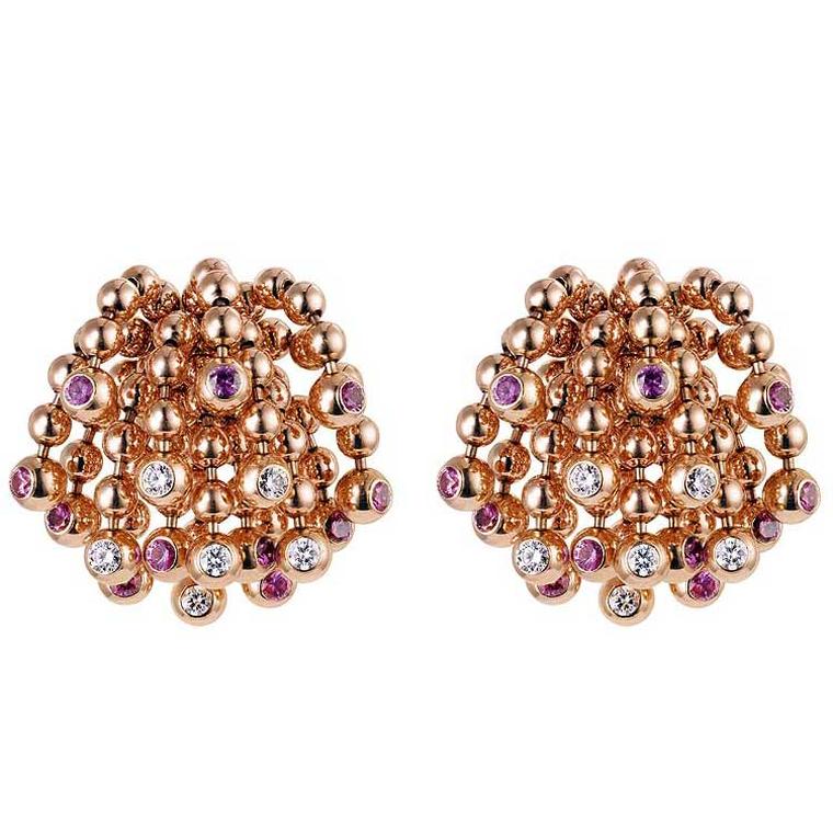 Cartier Paris Nouvelle Vague Sparkling rose gold earrings with diamonds and pink sapphires