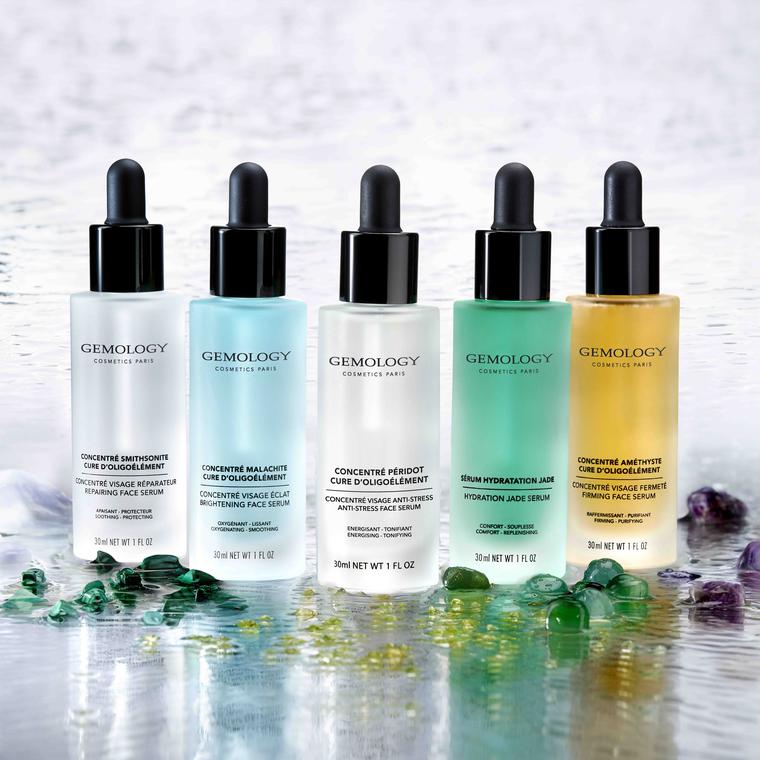 Serums with gemstones by Gemology Cosmetics