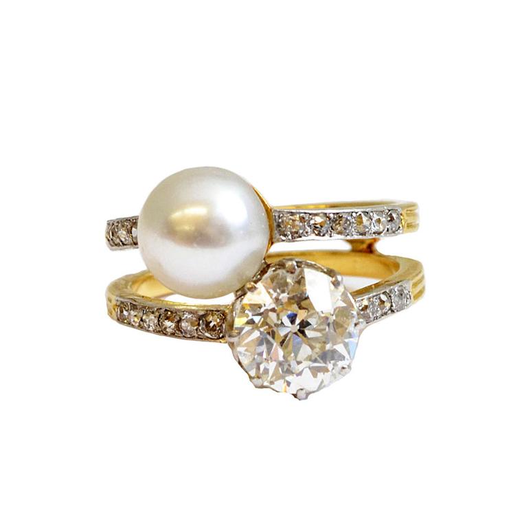 Sandra Cronan pearl and diamond ring