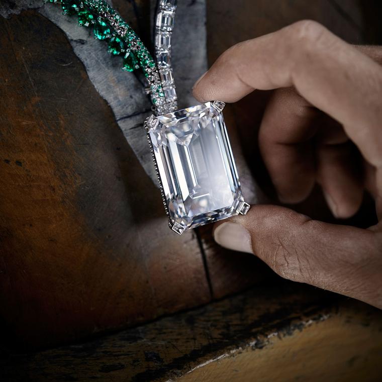 The 163.41-carat de GRISGONO Creation diamond holds the world record for the most valuable D colour, Flawless diamond when it sold for $33.7 million at Christie’s in Geneva on 14 November 2017.