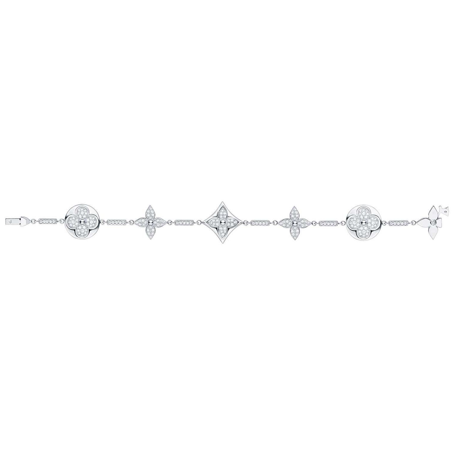 Louis Vuitton Star Blossom Diamonds 18K White Gold Station Bracelet