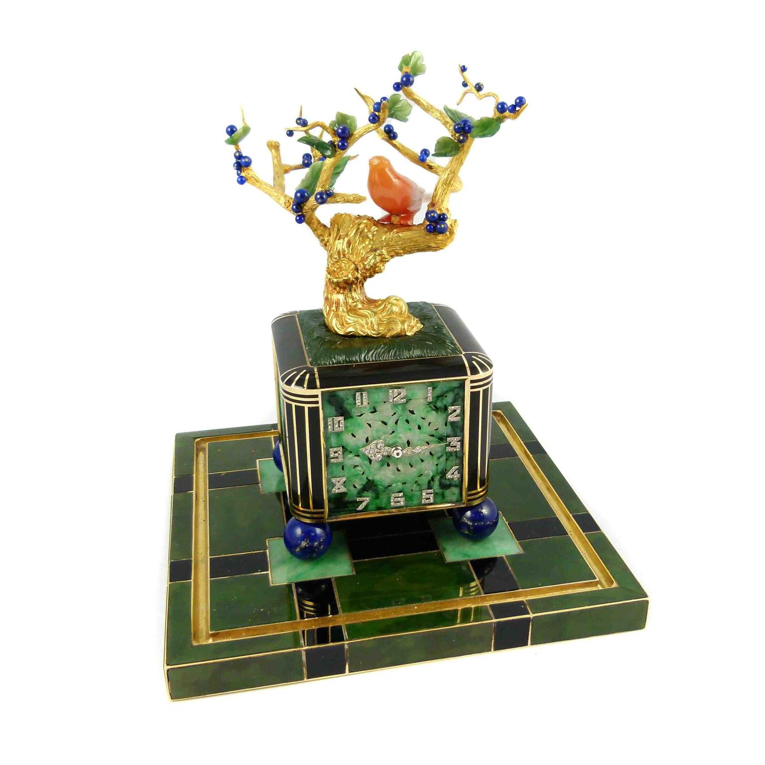 SJ Phillips' Bonsai tree and vase clock by Verger Frères
