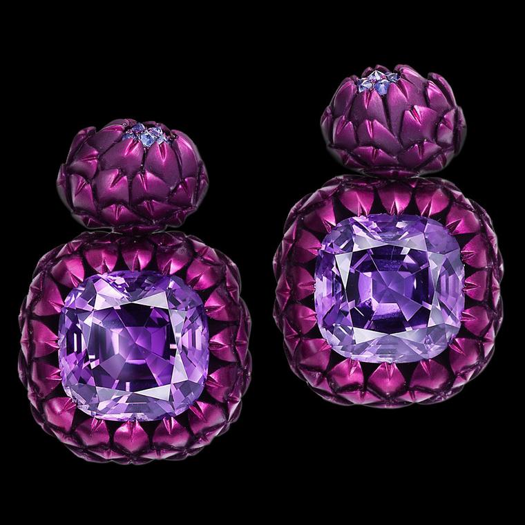 Hemmerle aluminium, amethyst and sapphire earrings