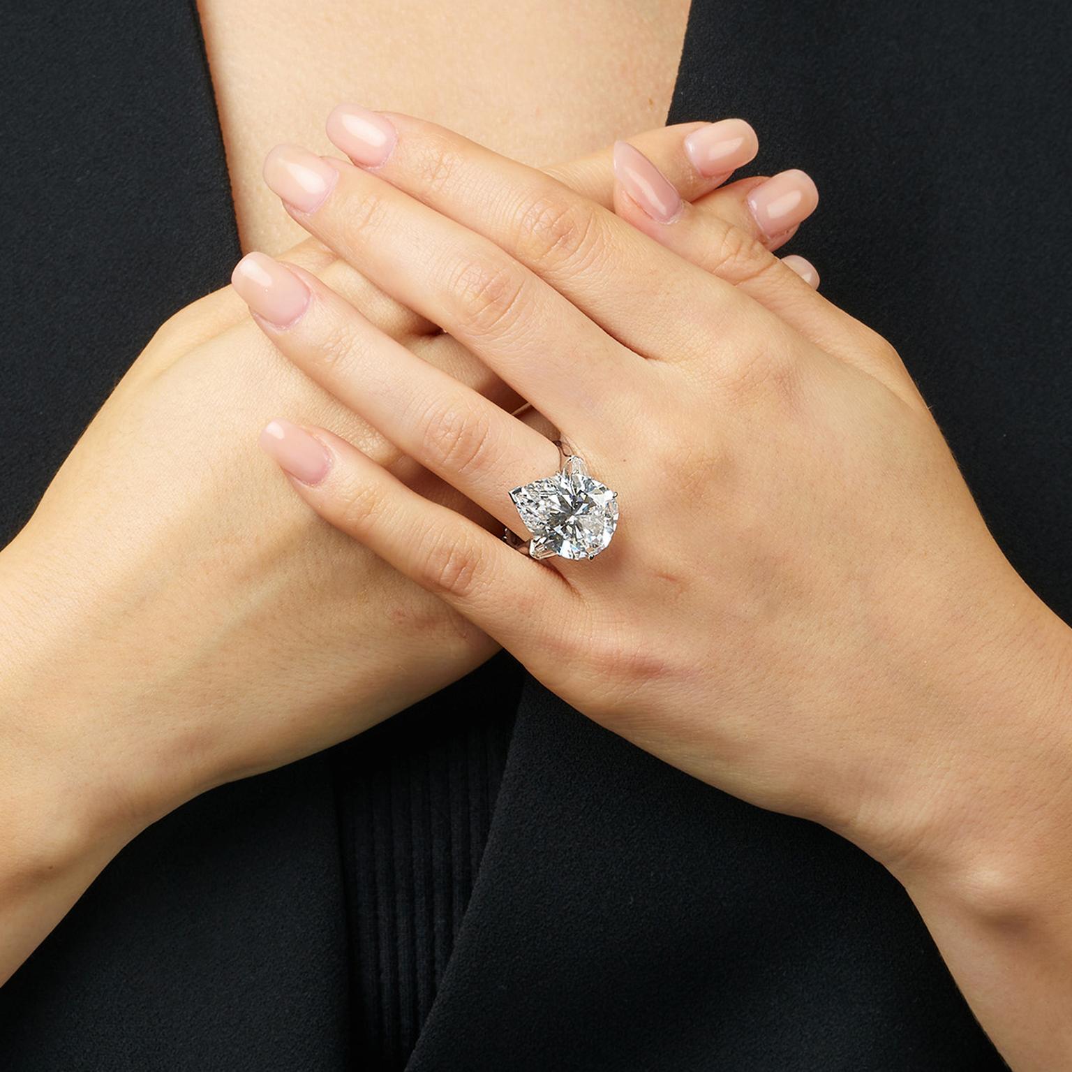 Lot 579 diamond ring for Phillips auction on model