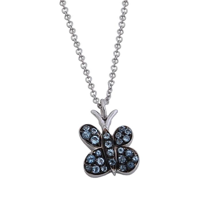 Francesca Villa Joie de Vivre white gold and blue topaz necklace