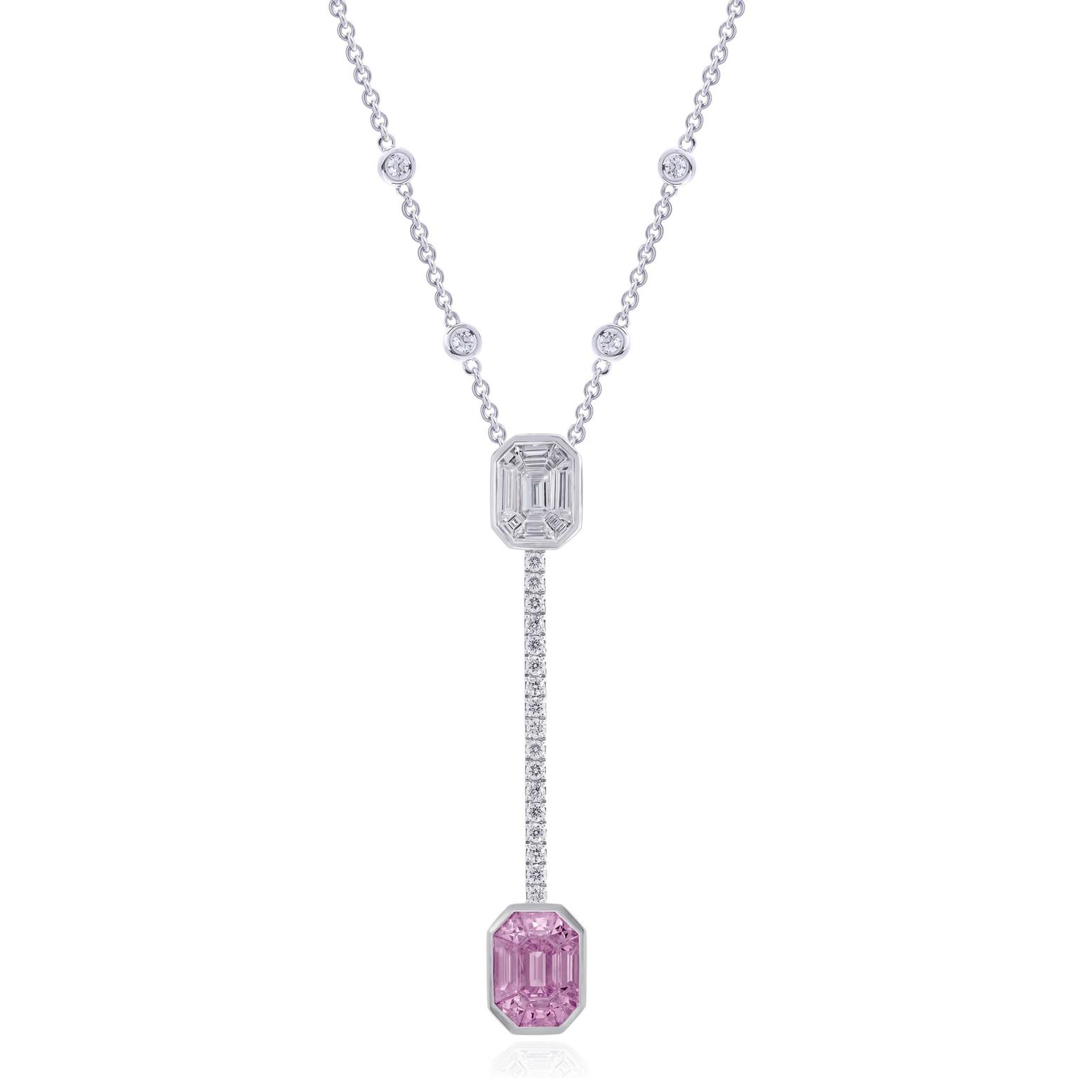 Stenzhorn pink sapphire and diamond necklace
