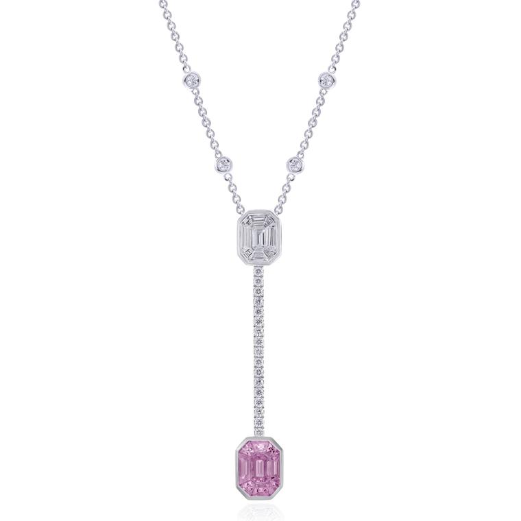 Stenzhorn pink sapphire and diamond necklace