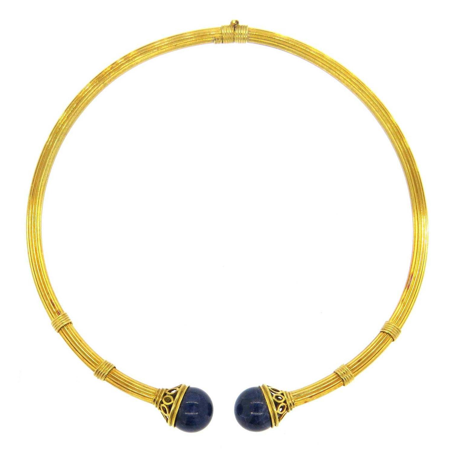 Ilias Lalaounis gold torque necklace with lapis lazuli