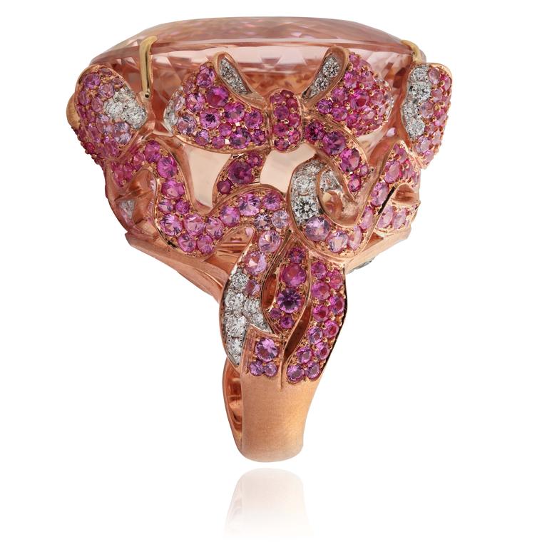 Lydia Courteille La Vie en Rose Bath of Dita morganite ring 