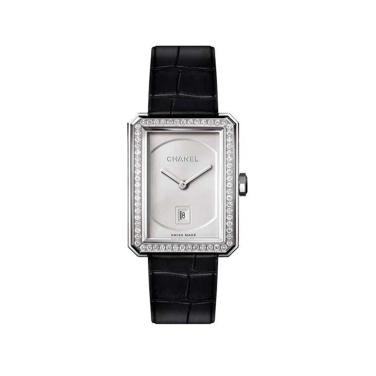 Chanel Boyfriend white gold quartz watch with diamonds