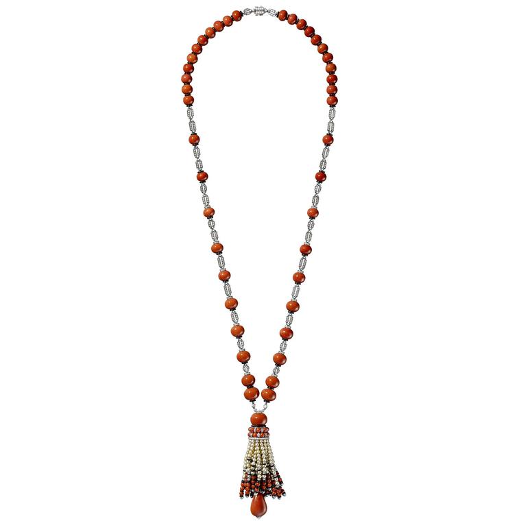 Cartier Étourdissant high jewellery necklace with coral beads and natural pearls