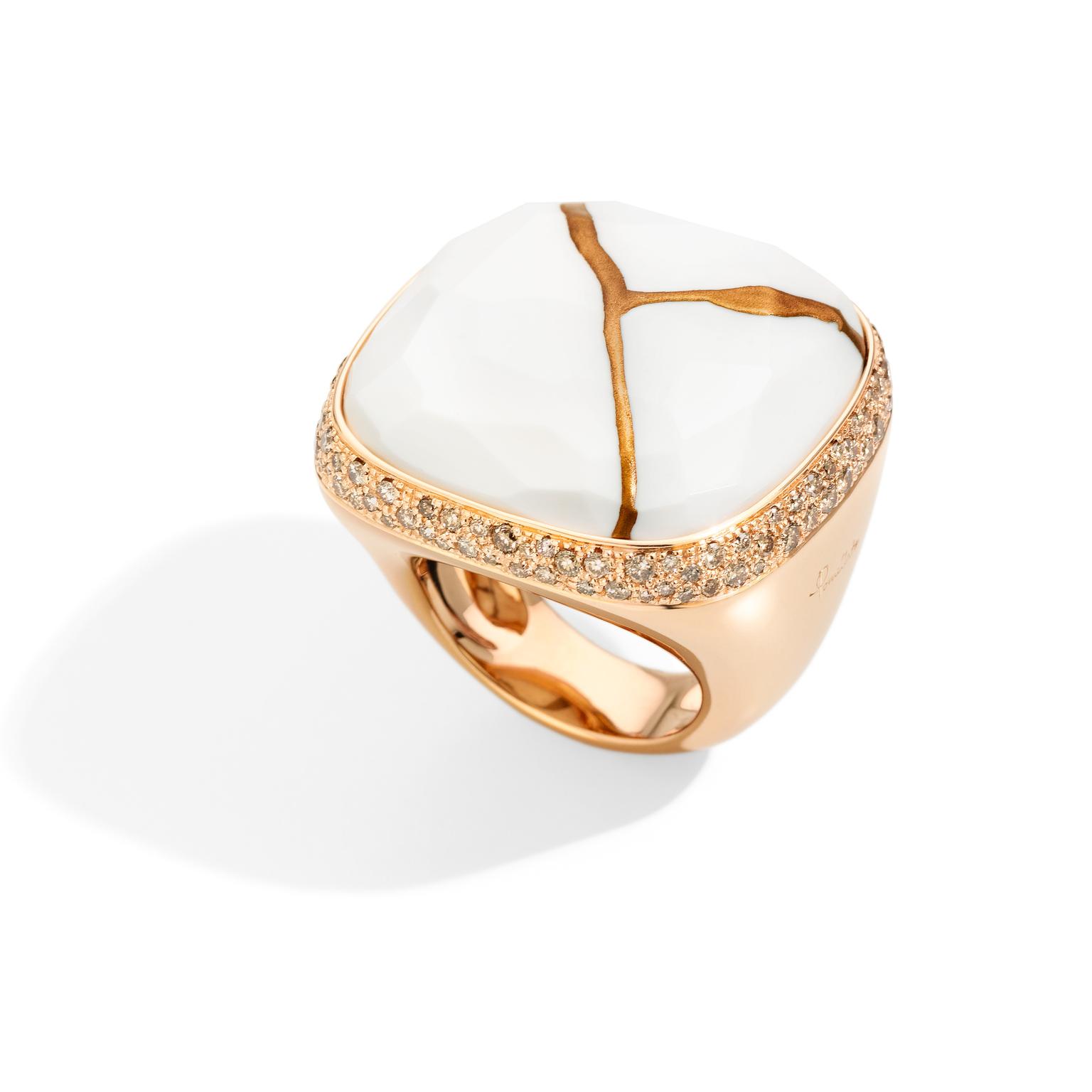 Pomellato Kintsugi Collection_ring in rose gold with kogolong and brown diamonds