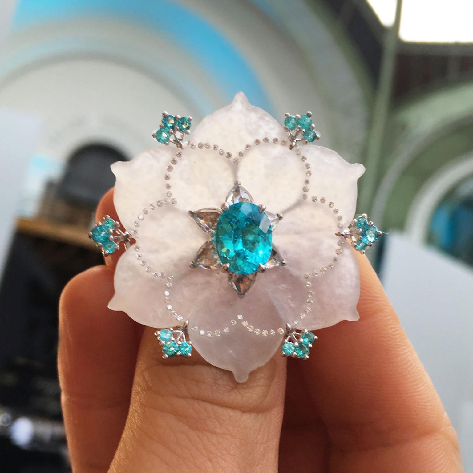 Boghossian Paraiba tourmaline ring at the Biennale