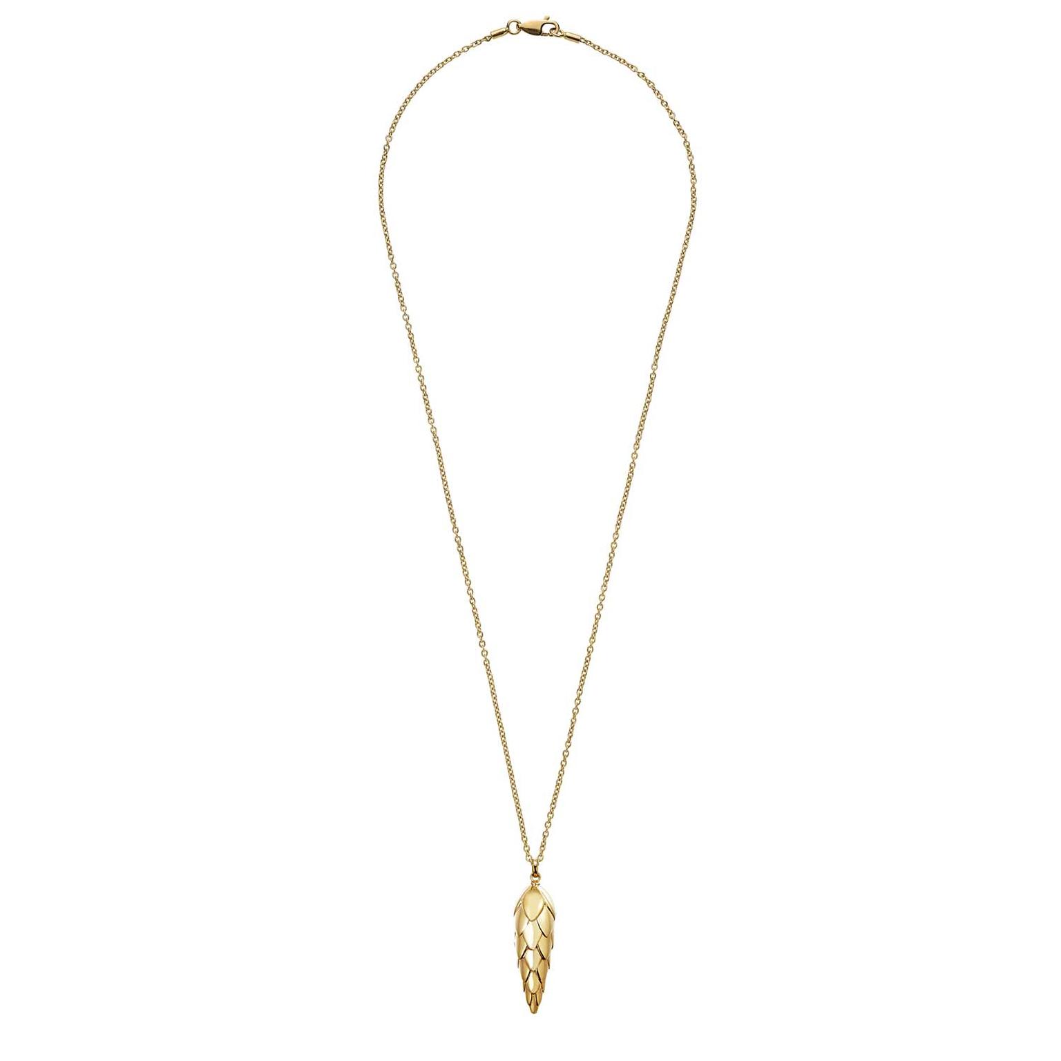 Patrick Mavros Pangolin Scale large pendant necklace in gold