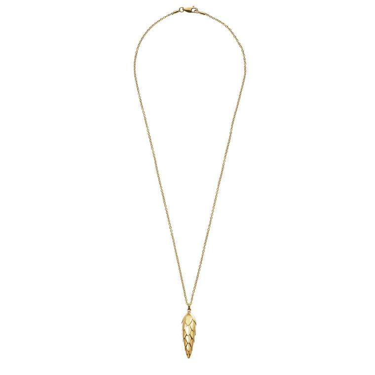 Patrick Mavros Pangolin Scale large pendant necklace in gold