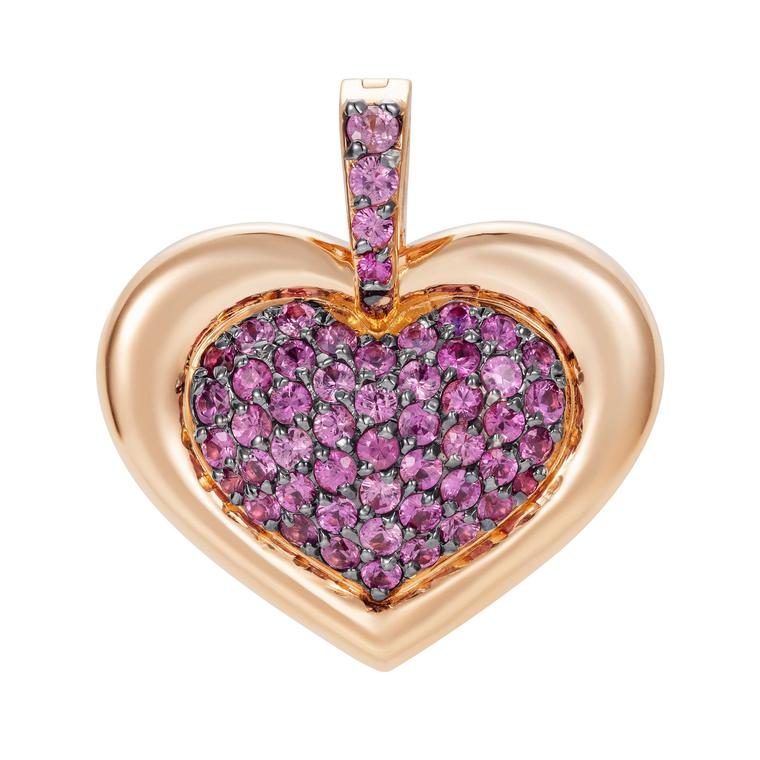 NAdine Aysoy PENDANT PINK SAPPHIRE HEART, 18K Rose Gold (5.61g) + Pink Sapphire 1.35 CT, $3420