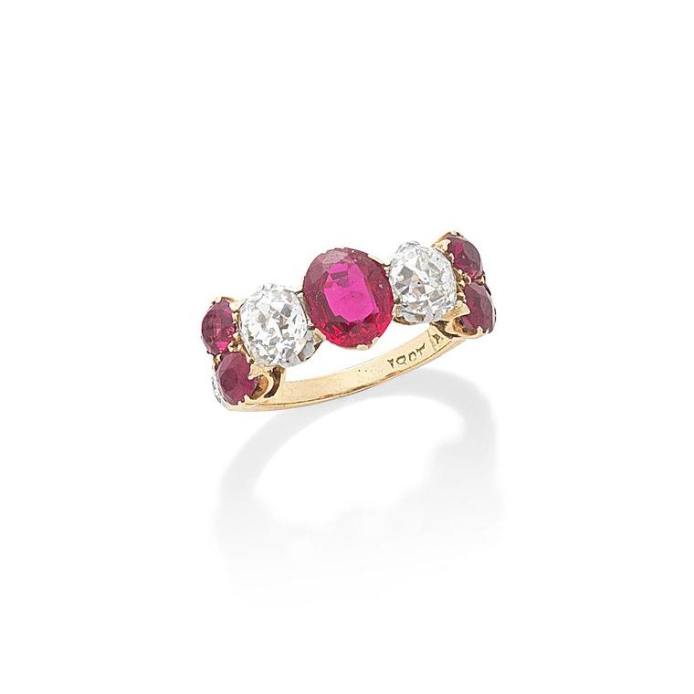 Ruby and diamond half-hoop ring auctionned by Bonhams - Lot 1