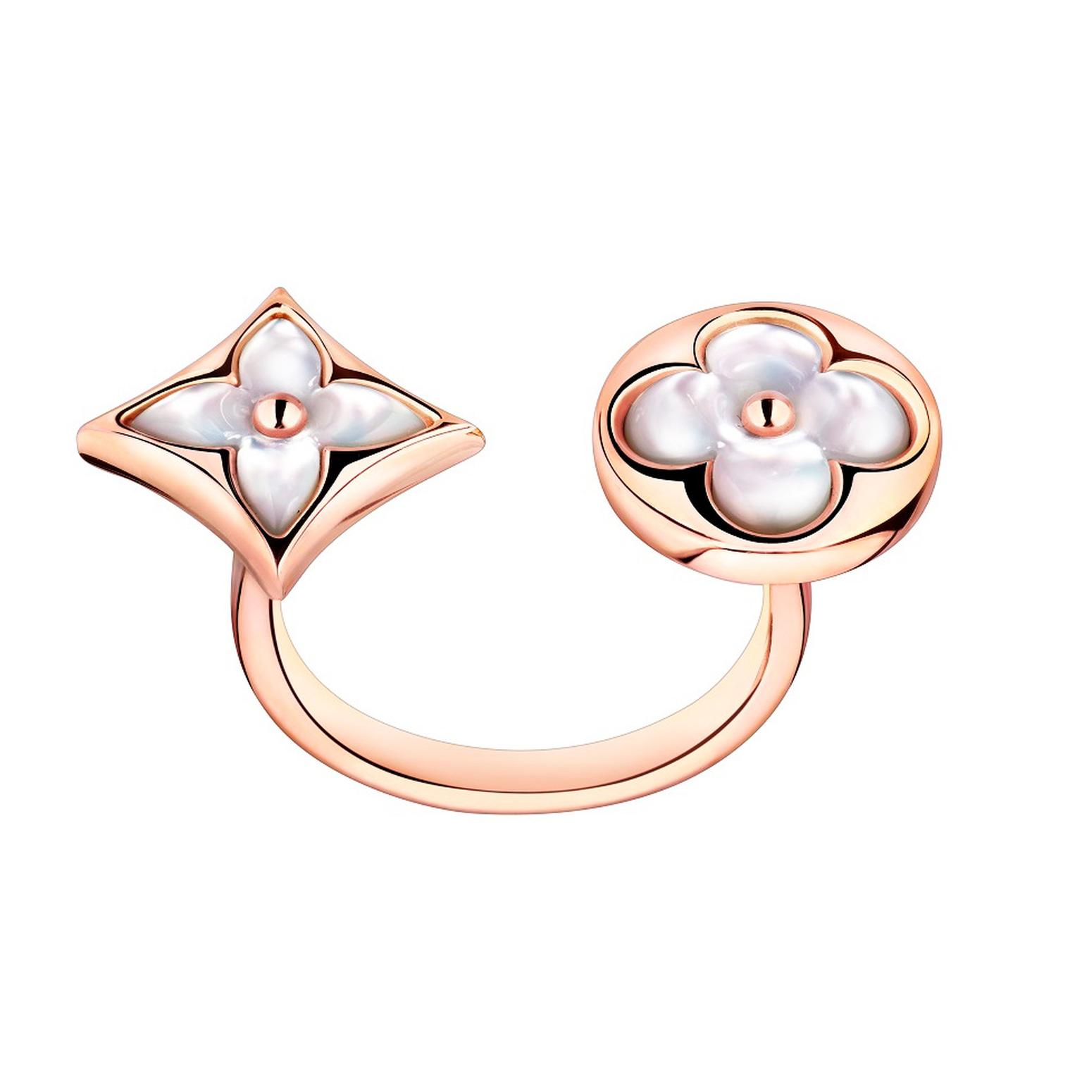 Color Blossom BB mother-of-pearl between-the-finger ring, Louis Vuitton