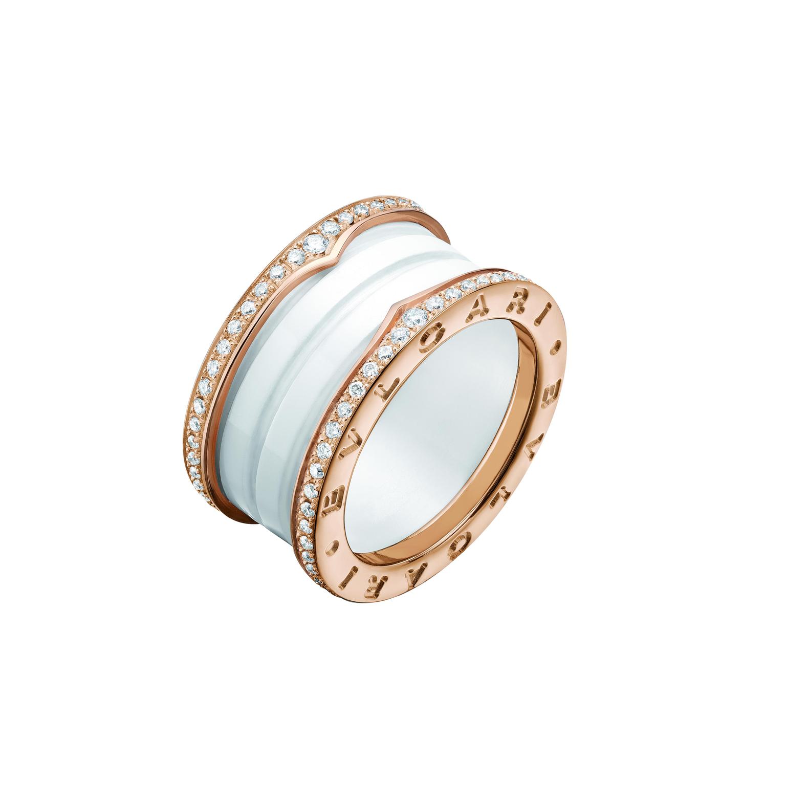 Bulgari rose gold and diamond ring