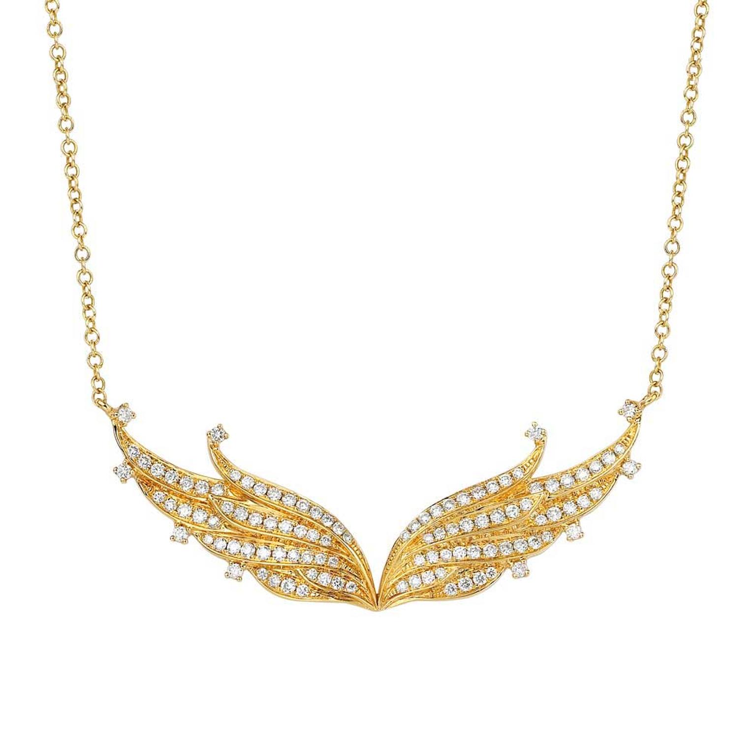 Sarah Zhuang yellow gold and diamond Angel necklace