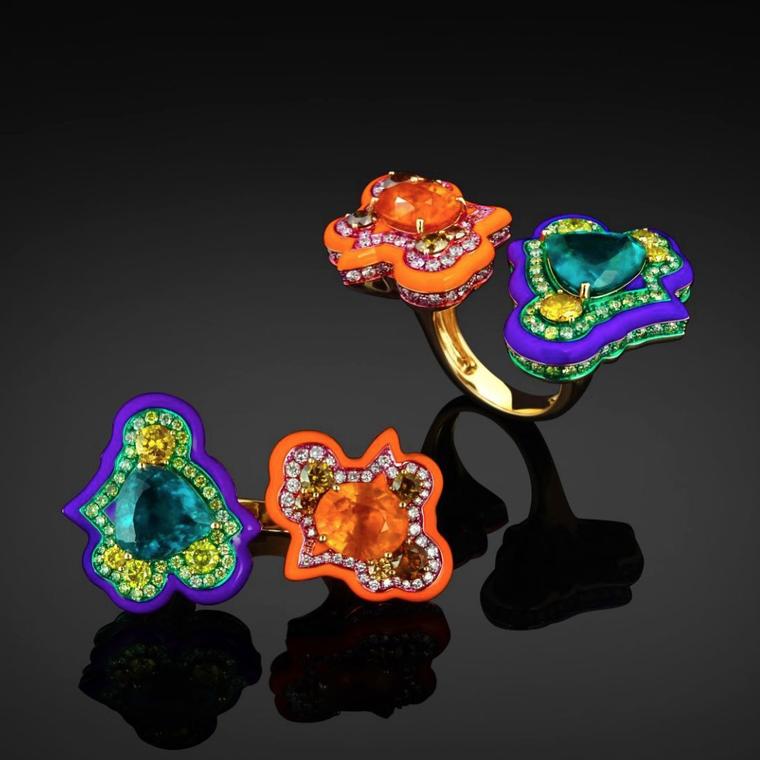 Neon Amoeba ring by Austy Lee