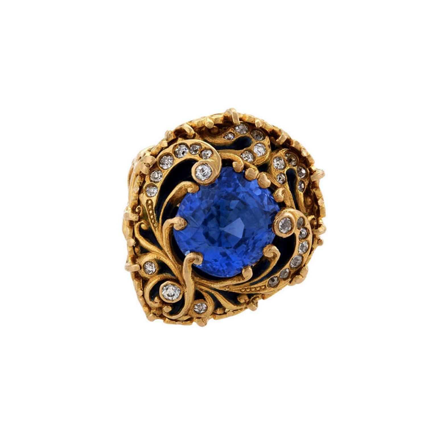 Marcus & Co blue sapphire gold ring from 1stdibs