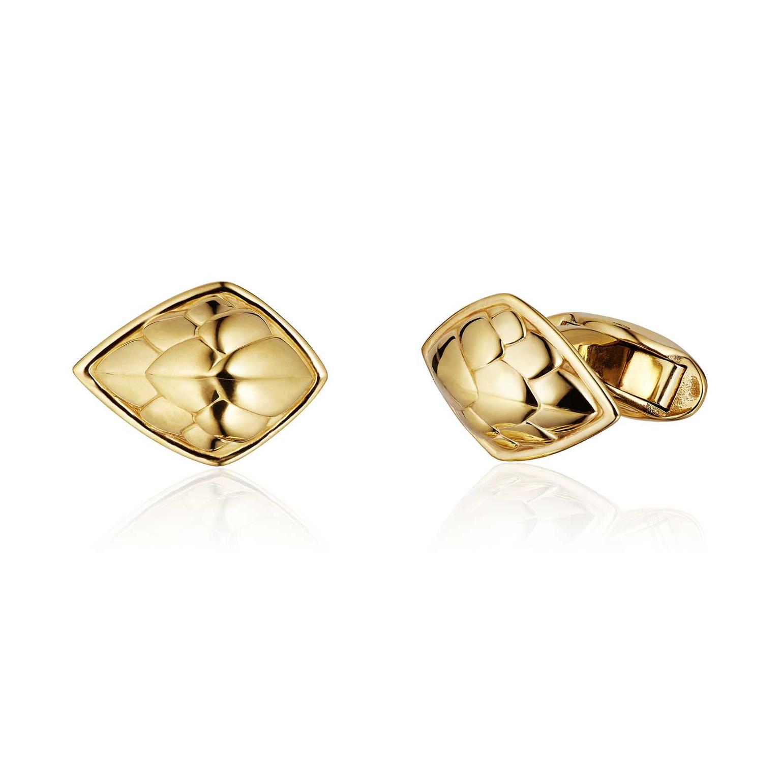 Patrick Mavros Pangolin Shield gold cufflinks