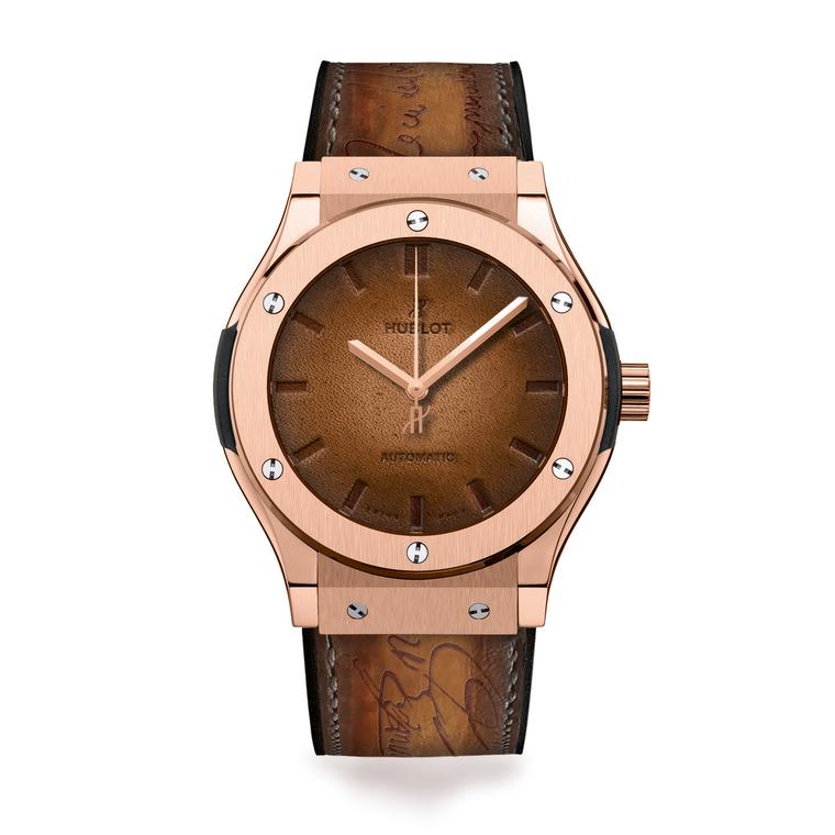 Classic Fusion Berluti Scritto brown watch Hublot The Jewellery Editor