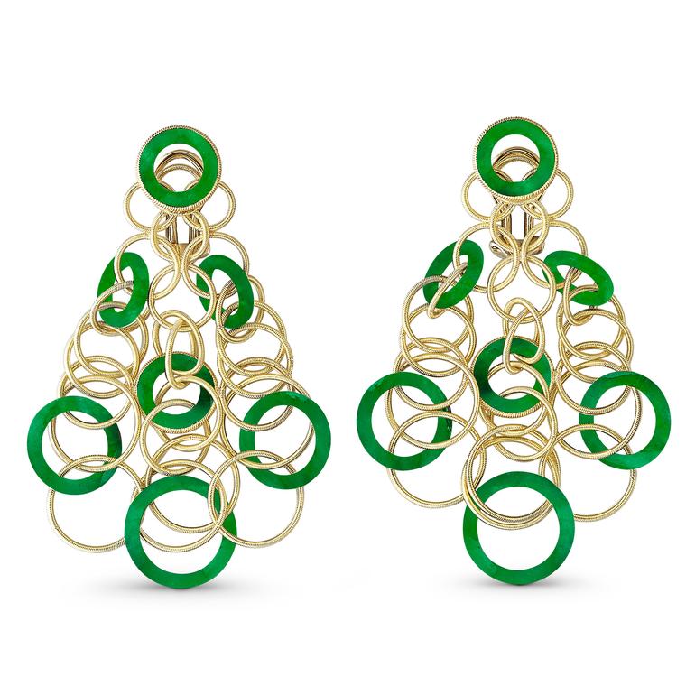 Buccellati Hawaii Color earrings in yellow gold and jadeite