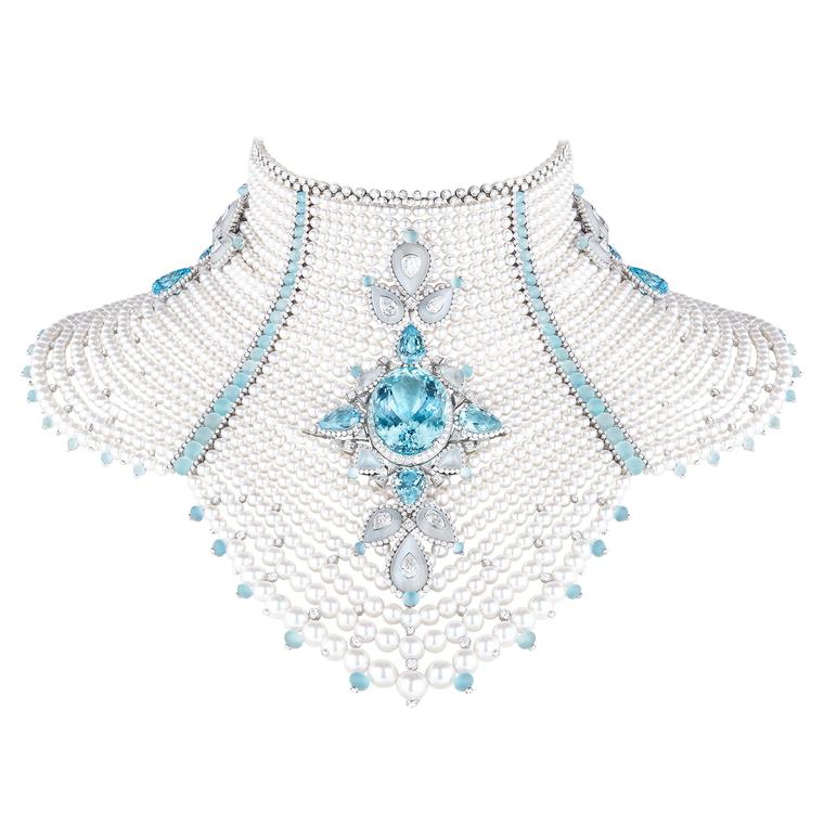 Hiver Impérial Baïkal pearl and aquamarine necklace