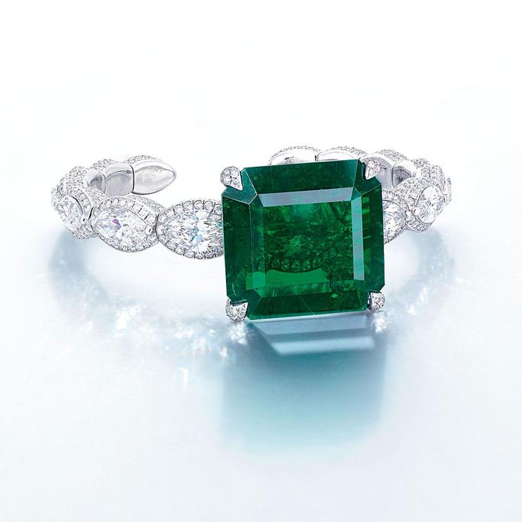 Edmond Chin emerald and diamond bangle