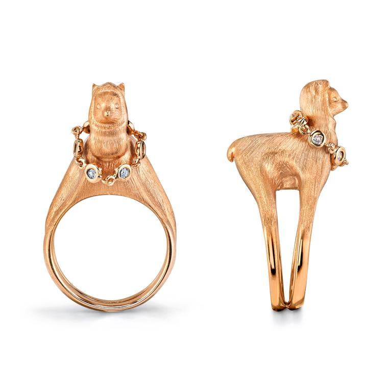 Baby Alpaca rose gold ring with diamonds