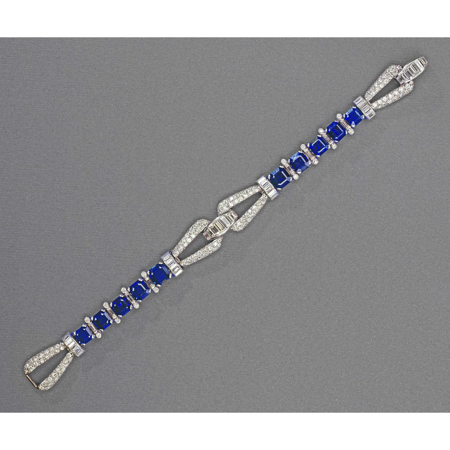 HM Queen Elizabeth II  Cartier Sapphire and Diamond Bracelet 1920 