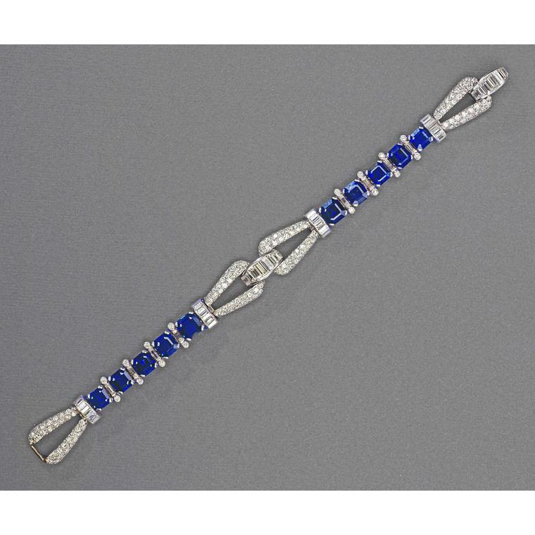 HM Queen Elizabeth II  Cartier Sapphire and Diamond Bracelet 1920 