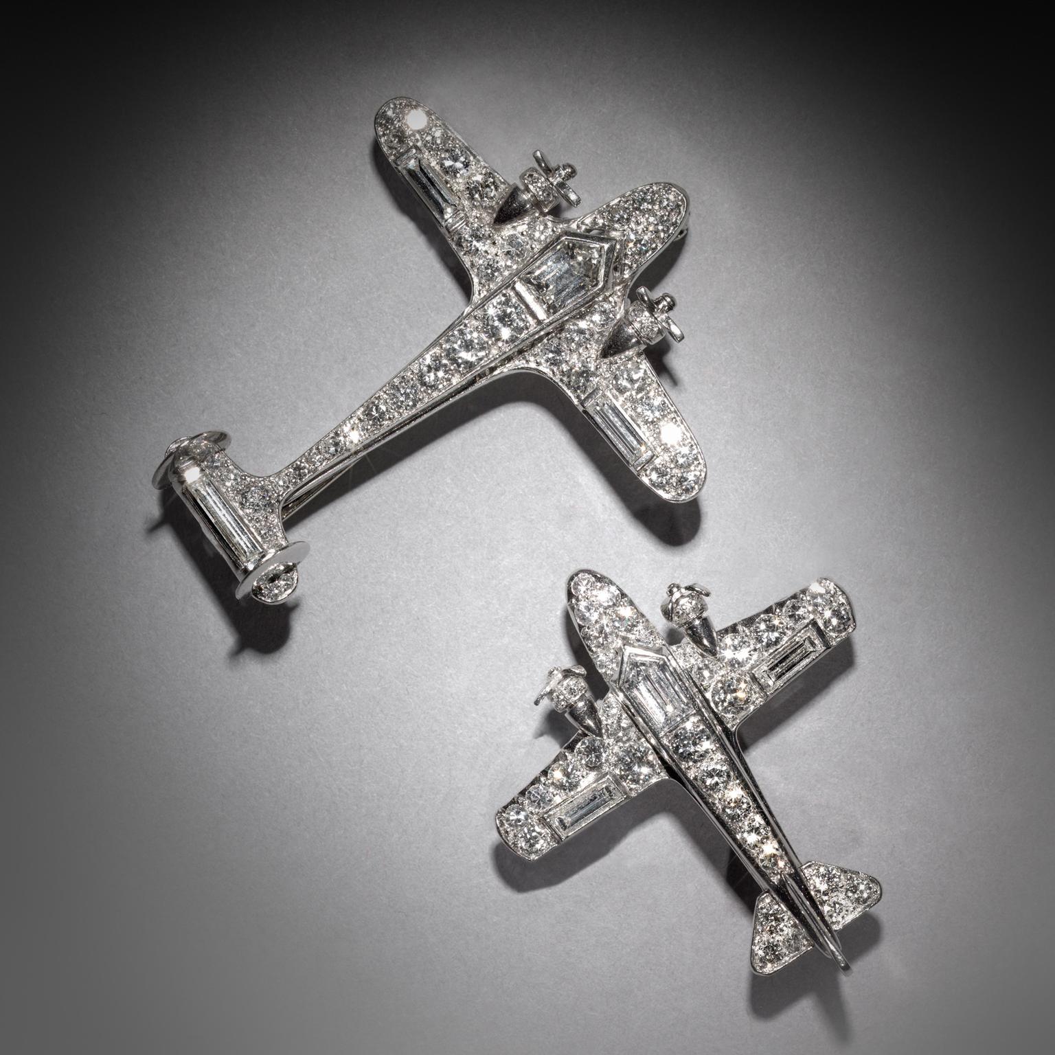 Neil Lane Platinum diamond airplane brooch, signed Cartier