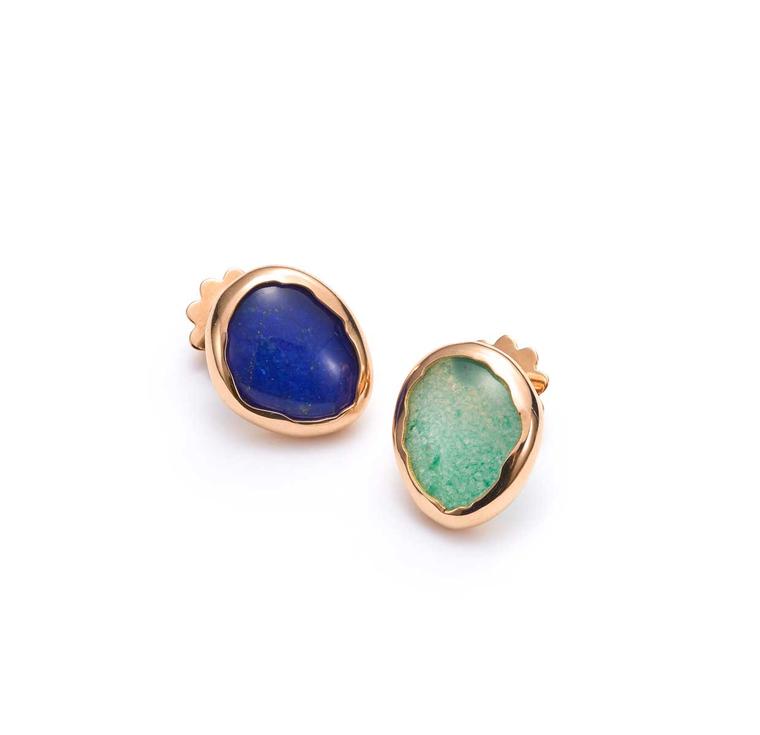 Rubover settings mismatched lapis lazuli earrings by Mattioli Nuvole