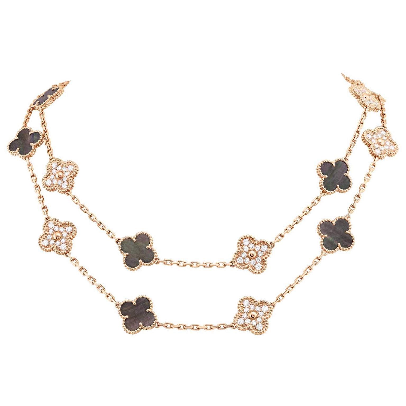 Van Cleef Arpels 50th anniversary Vintage Alhambra necklace in grey mother of pearl