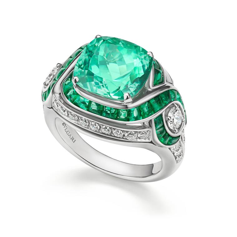 Lagoon-green tourmaline ring by Bulgari 