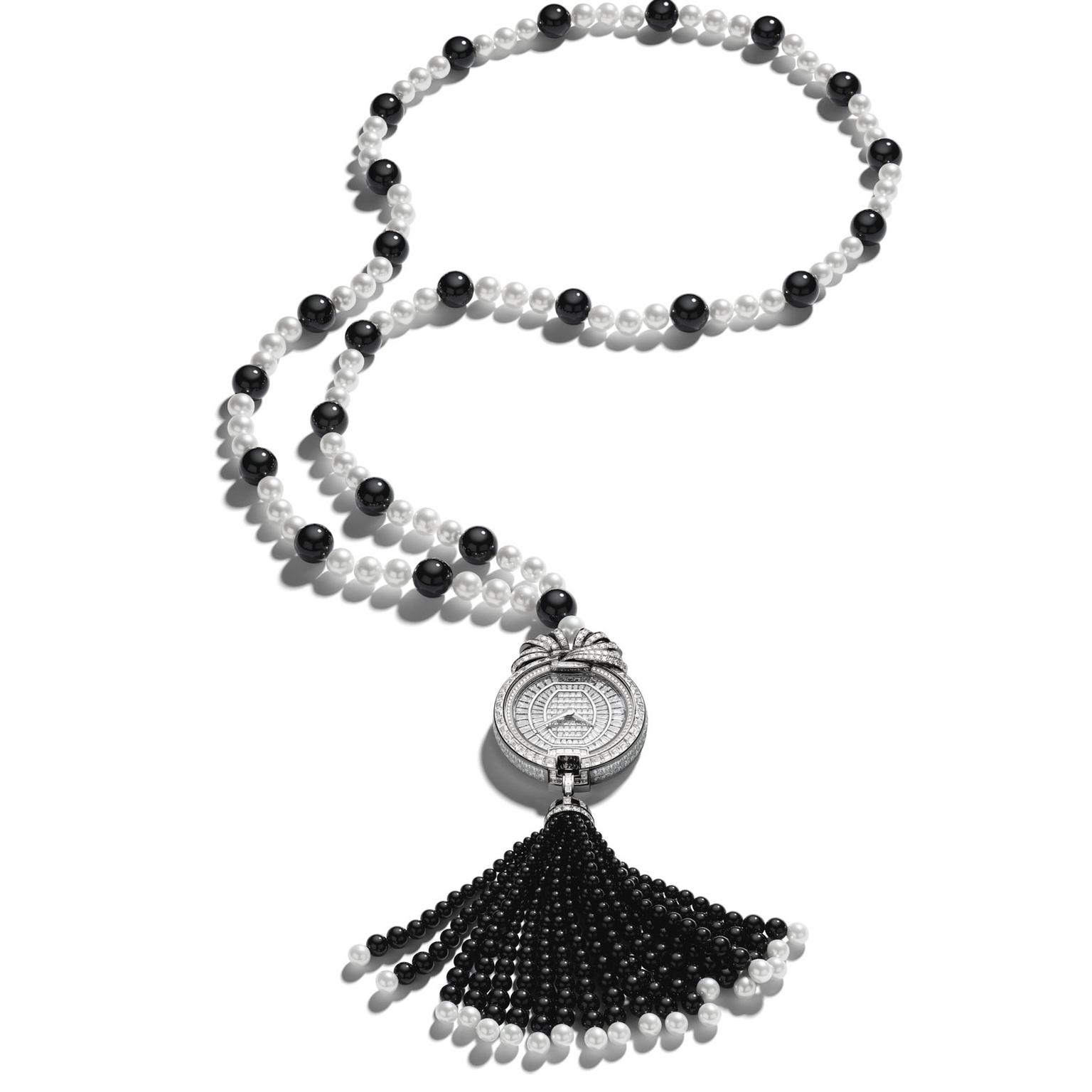 Roger Dubuis’ Velvet Ribbon pearl sautoir necklace watch