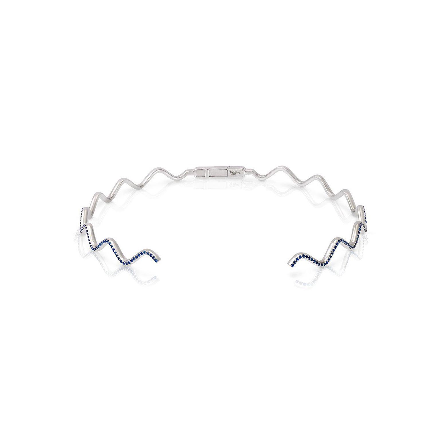 Sabine Getty Baby Memphis blue sapphire Wave choker in white gold
