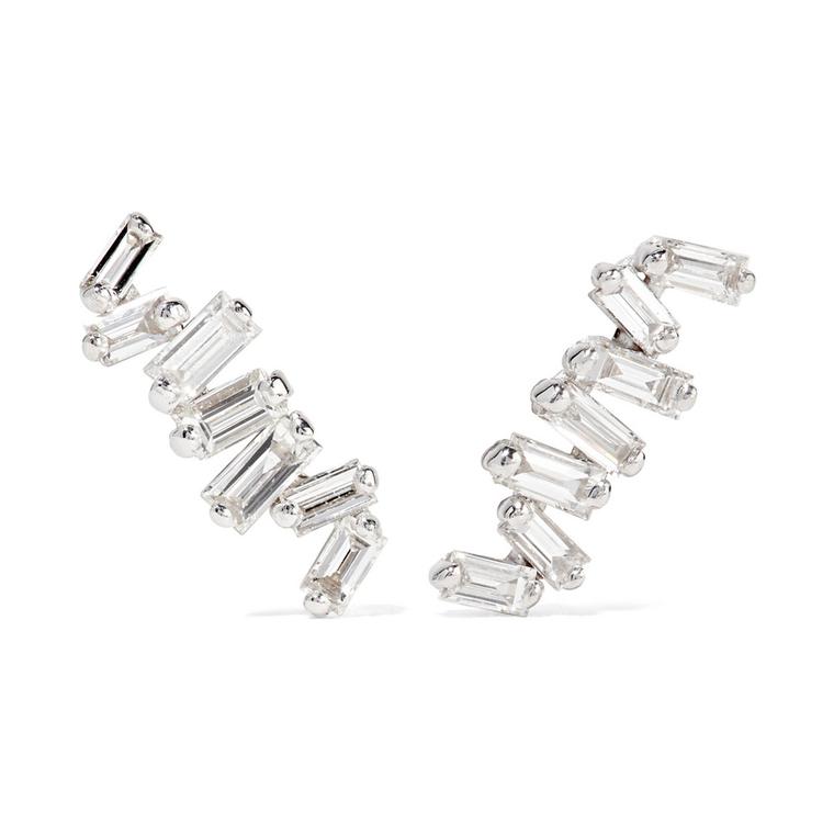 Fireworks baguette diamond earrings