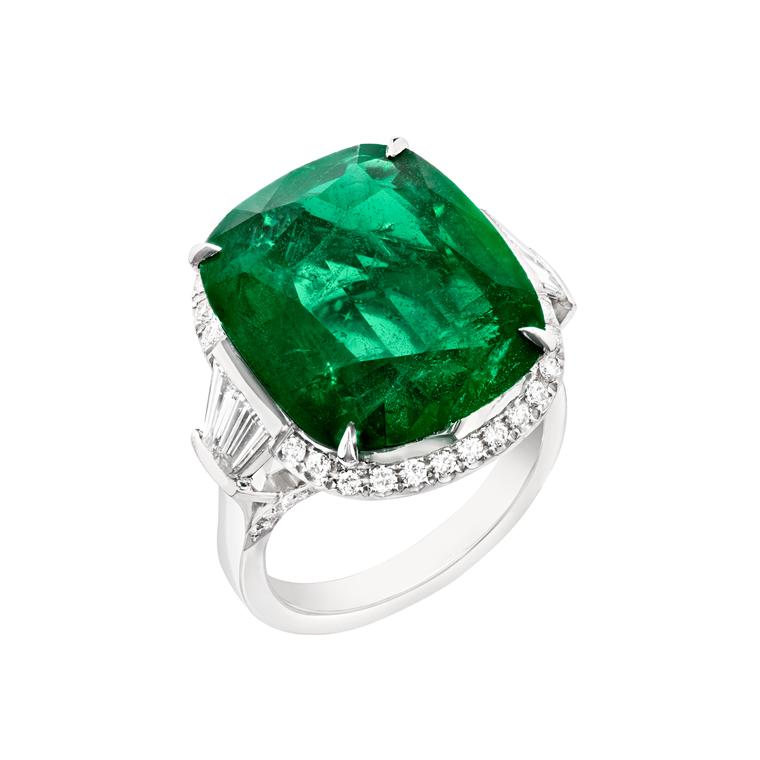 11.44ct cushion-cut emerald ring